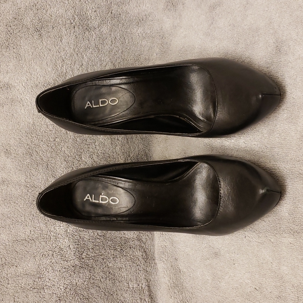 Black Leather Platform Heels